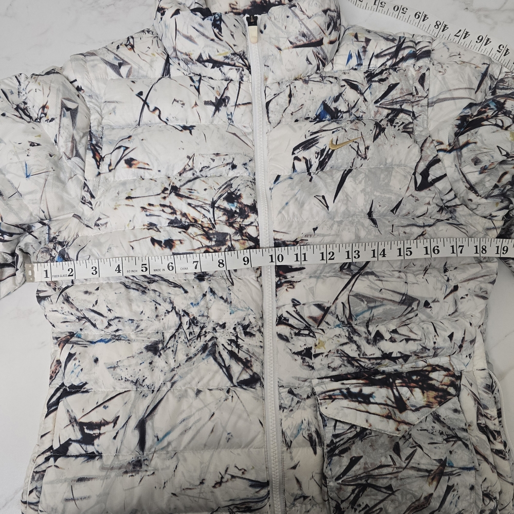 Y2K Nike Women's Medium Puffer Jacket Converts to Vest Goose Down Abstract Print